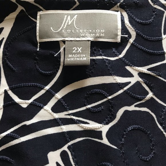 NEW Navy Floral Jacquard Shell JM Collection Plus - Picture 5 of 9